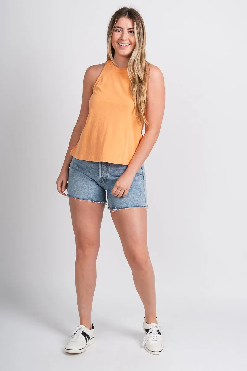 High neck tank top orange