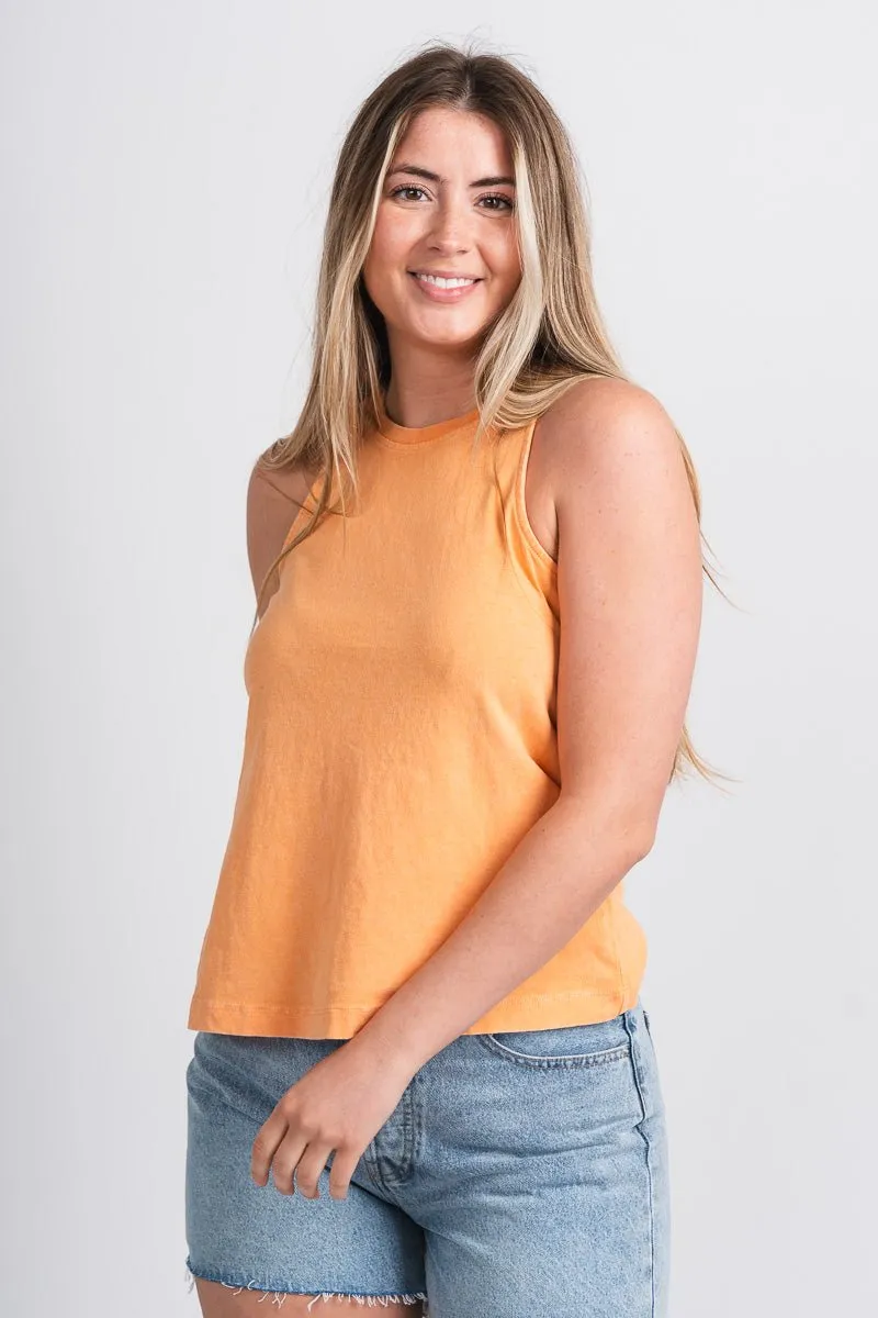 High neck tank top orange